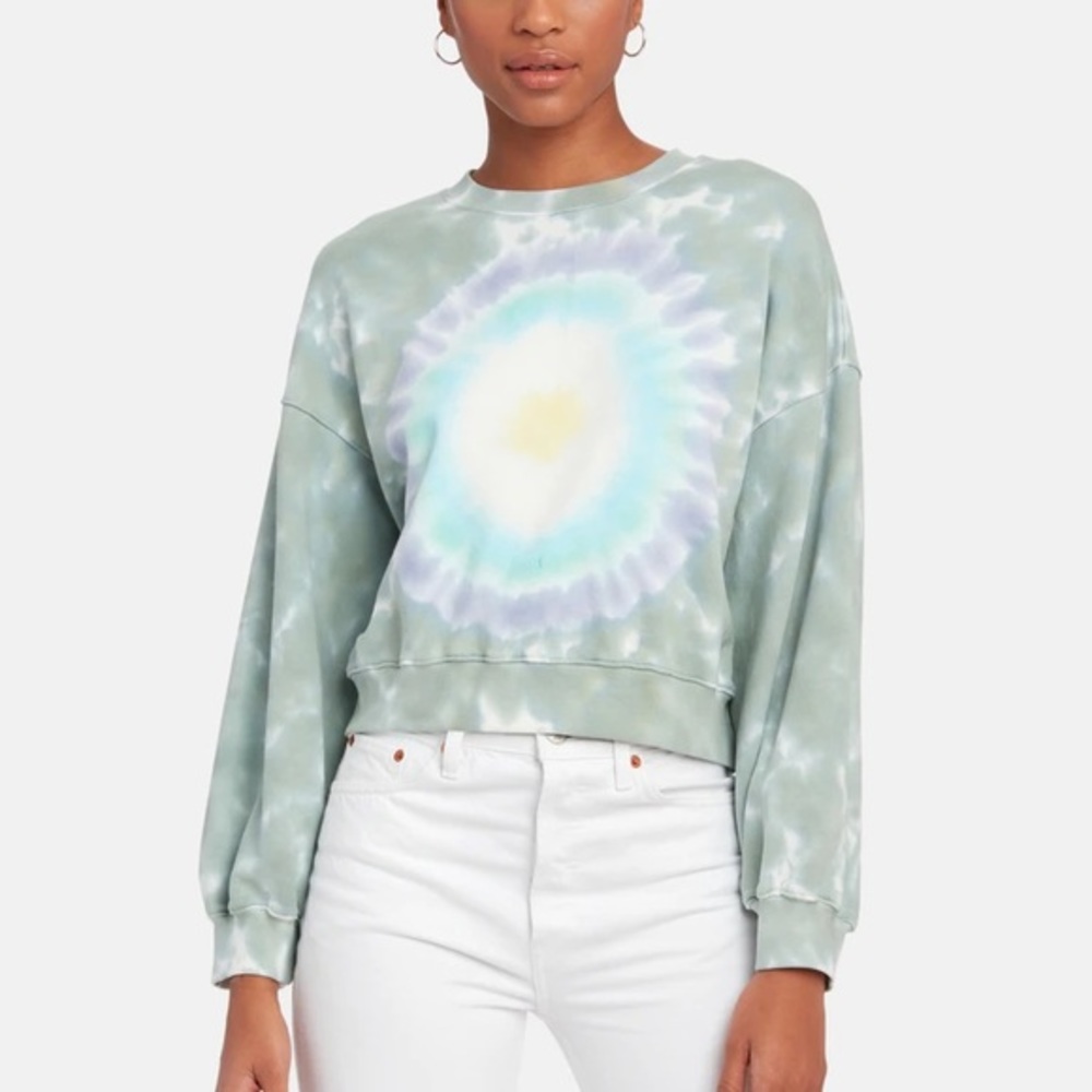 🆕 NWOT Agolde | Balloon Sleeve Cropped Crewneck Sweatshirt | Spun Tie Dye
